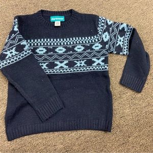Size 4 Dartmoor wool/ cashmere crewneck fair aisle sweater navy/ blue.